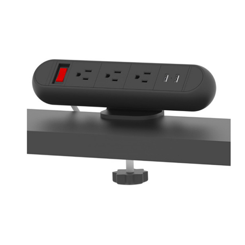 UL clamp power strip 3 sockets 2 usb ports
