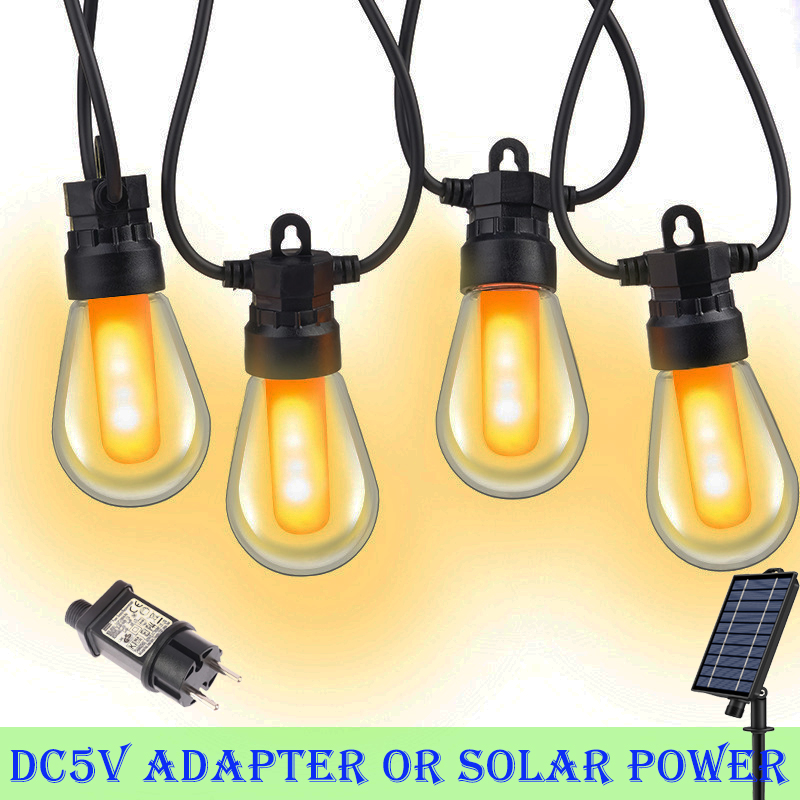 Flame S14 string lights adapter or solar powered