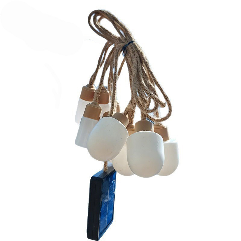 Solar hemp rope milky bulb string lights