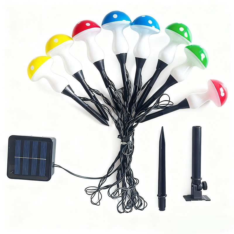 Solar mushroom garden spike lights