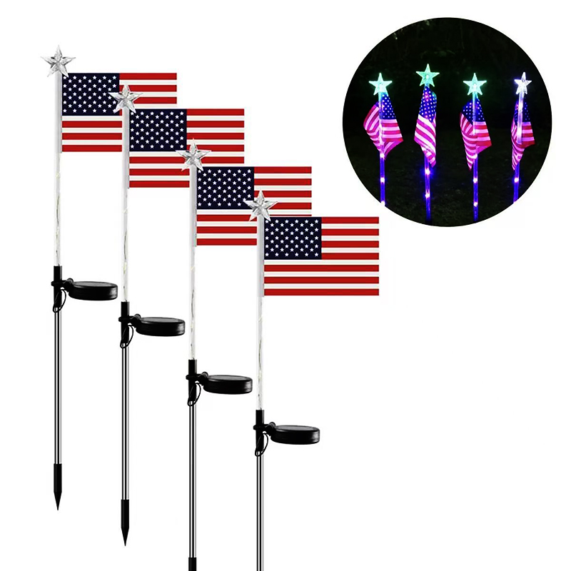 solar flag garden stake lights