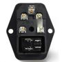 C14 recessed socket with switch